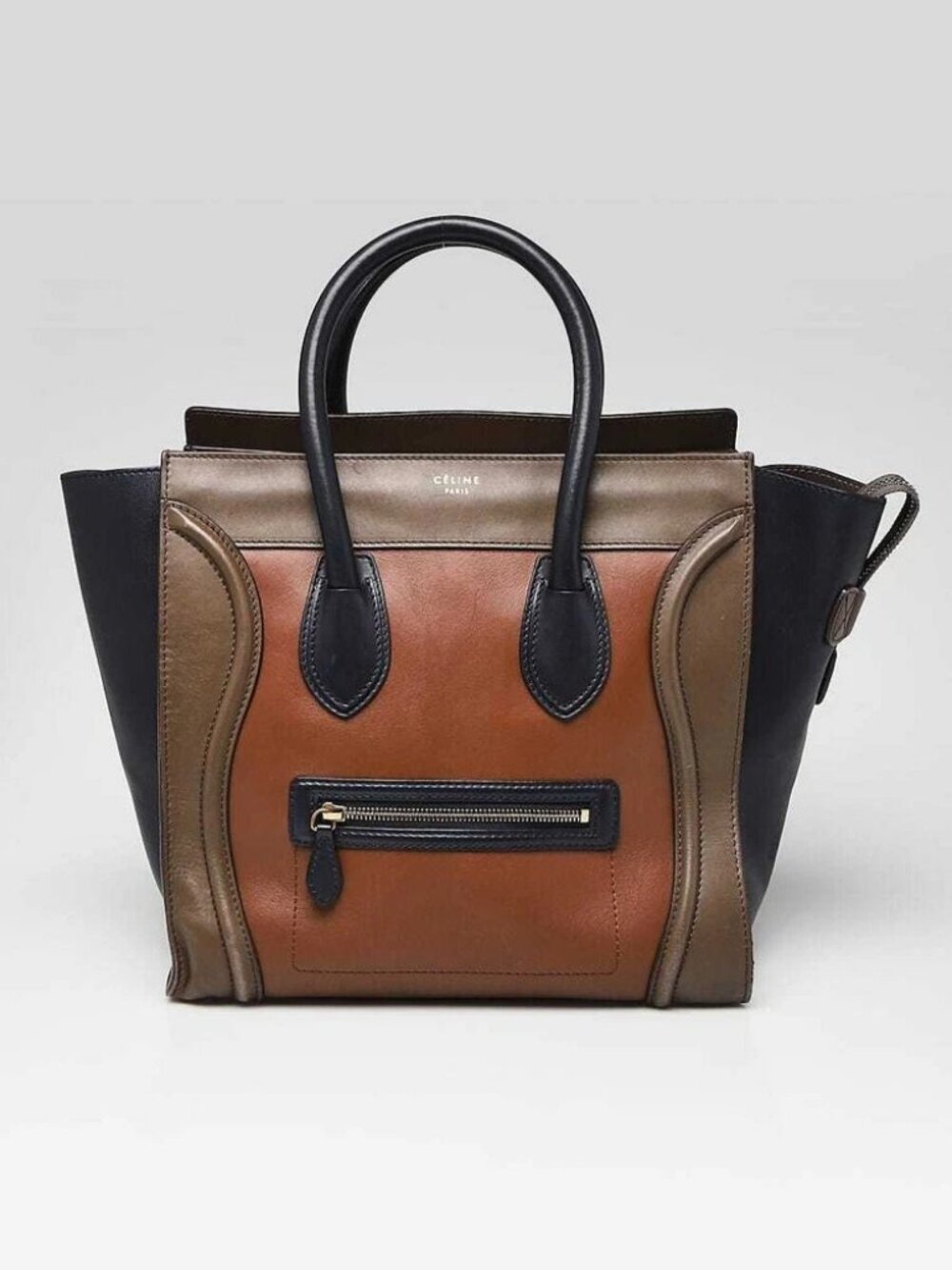 Celine Tri-Color Calfskin Leather Mini Luggage Tote Bag